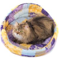 Лежанка круглая стеганая с подушкой хлопок разноцветная 70*70*22см/9134 Лежанка круглая стеганая с подушкой хлопок разноцветная 70*70*22см/9134