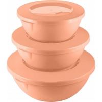 Набор мисок HELSINKI (3л+2л+1л) с крышками персиковая карамель PT1280 /11шт/ПТ