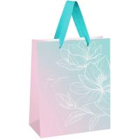 Пакет подарочный 18*23*10см MESHU "Floral gradient",  матовая ламинация /Рельеф