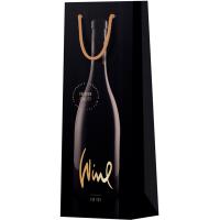 Пакет подарочный 12*36*8,5см "Black" матовое ламин. под бутылку MESHU/MS_52049/Рельеф