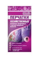 Перчатки хозяйственные латексные опудренные M удлиненный манжет с рис. желтый 87683 /12шт/ Перчатки хозяйственные латексные опудренные M удлиненный манжет с рис. желтый 87683 /12шт/