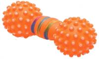 Игрушка для собак средних пород Гантель виниловая шипованная с мех.лентой 15см/ISJ3023/С2717