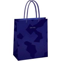 Пакет подарочный 18*23*10см MESHU "Blue pattern", выборочный лак, матовая ламинация /Рельеф