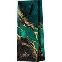 Пакет подарочный 12*36*8,5см "Marble" матовое ламинирование отд.фольгой под бутылку MESHU /Рельеф