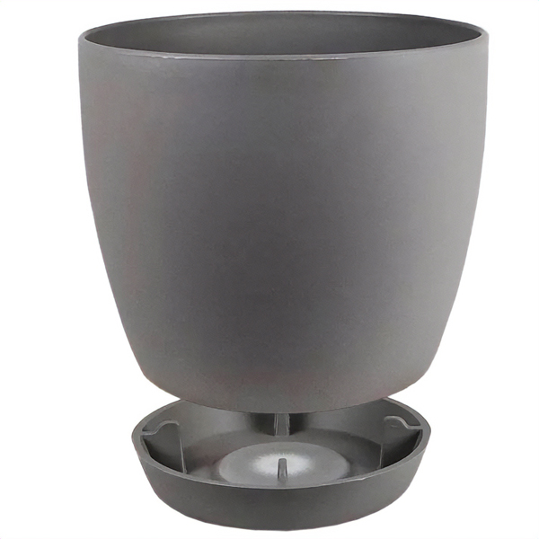 Кашпо 0,17л серый с под. (пласт+слюда) 101/7.5-3 /48шт/Mehrni