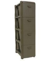 Комод узкий РОТАНГ 4 секции коричневый ротанг М2814