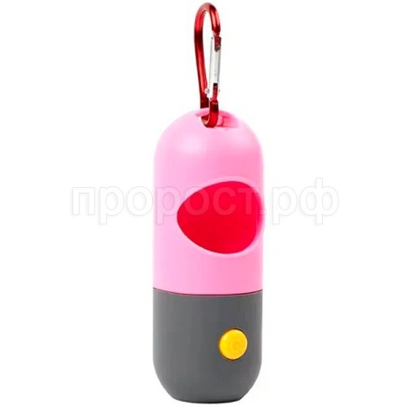 Диспенсер с фонариком (15 пакетов) 4х11см ДП-1 розовый