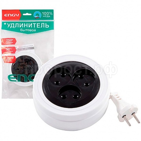 Удлинитель ENGY "Рулетка" 3м/3роз (ШВВП 2х0,75) 186709/40шт/