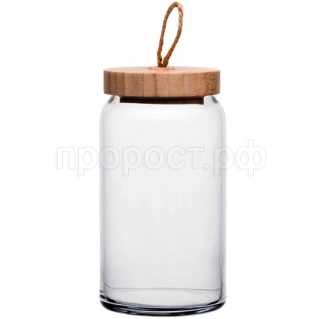 Банка стеклянная 1130мл с бамбук крышкой ВУДИ /43593SLB  Банка стеклянная 1130мл с бамбук крышкой ВУДИ /43593SLB