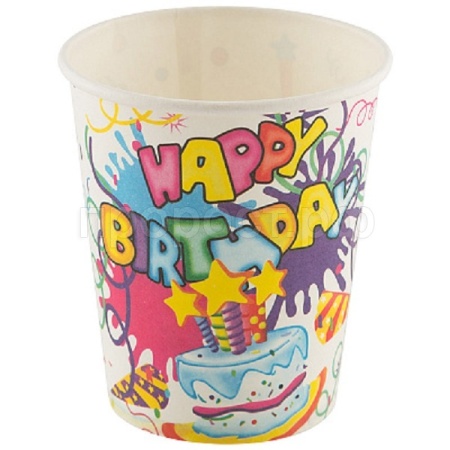 Стаканы Happy Birthday бумажные (6шт) Волшебная страна  