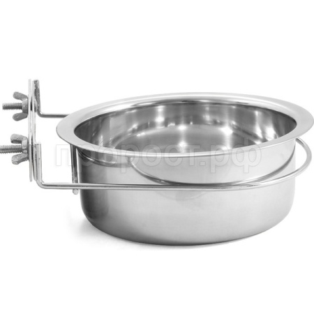 Миска для птиц, для грызунов металлическая на крючках  0,80л 4404