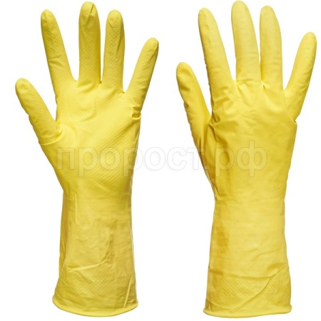 Перчатки хозяйственные латексные неопудренные L желтый 87577 /12шт/ Перчатки хозяйственные латексные неопудренные L желтый 87577 /12шт/