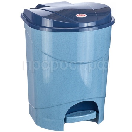 Контейнер для мусора с педалью 7л голубой мрамор М2890