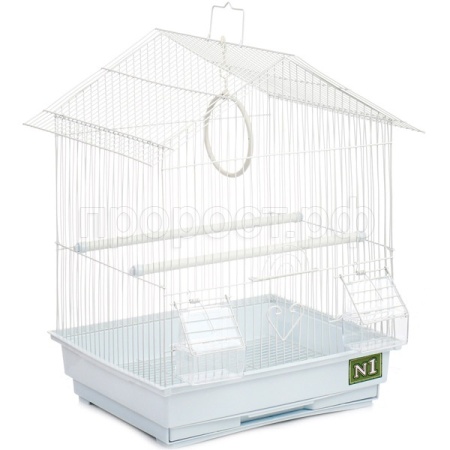 Клетка д/птиц N1 ДКпА405 35*28*46см домик укомпектованная белая/10шт/Евро