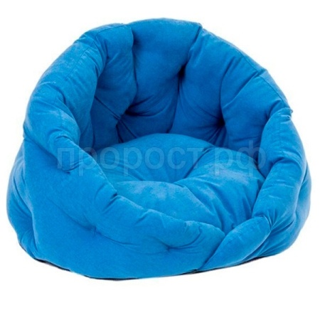 Лежанка Sleep-Бархат №2 овальная пухлая с подушкой 60*48*43см/94474синий/Дарэлл 