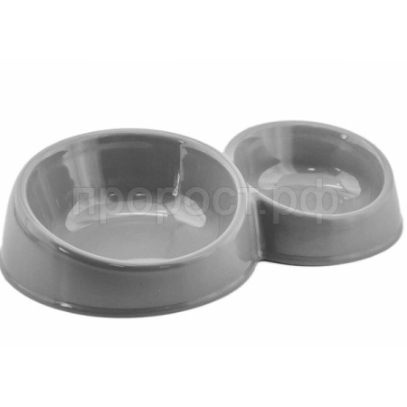 Миска пластик ZooM Сфера двойная серая 13/11см/2223/Дарэлл