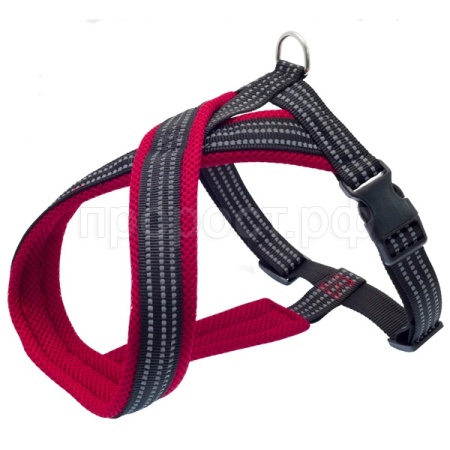 Шлейка Х-образная с подкладкой красная 25мм Премиум обхв.груди 60-70см/01225016-02