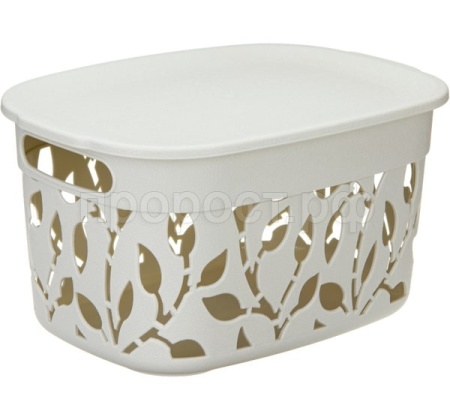 Коробка д/хранения ФЛОРА 5,5л белый ротанг с крышкой М2362 /15шт/М-пласт  Коробка д/хранения ФЛОРА 5,5л белый ротанг с крышкой М2362 /15шт/М-пласт