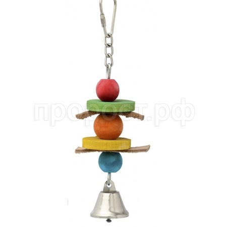 Игрушка для птиц Три деревянных шарика с колокольчиком Игрушка для птиц Три деревянных шарика с колокольчиком