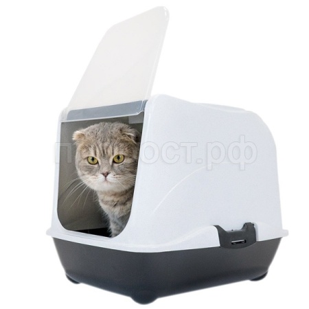 Туалет бокс д/кошек ZooM 43*32*33см черный низ белый верх/2929/Дарэлл