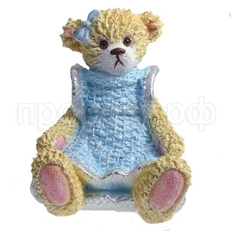 Мишка (бежевый с голубым)L11W12H13см 626753/W045