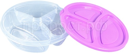 Контейнер 0,4л Snack трехсекционный прозрачный 05042 /72шт/Арз Контейнер 0,4л Snack трехсекционный прозрачный 05042 /72шт/Арз