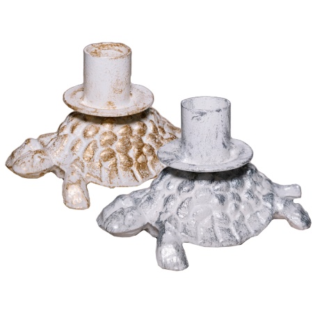 ДЕКОР Подсвечник Черепаха бел золото РЗДИ/1шт