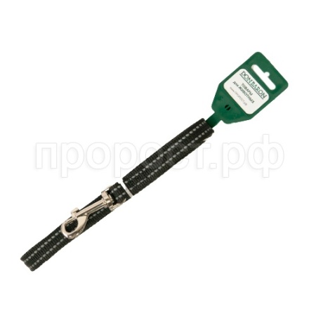 Поводок капрон 15мм*2м черный  со светоотражающими полосами DONBARON