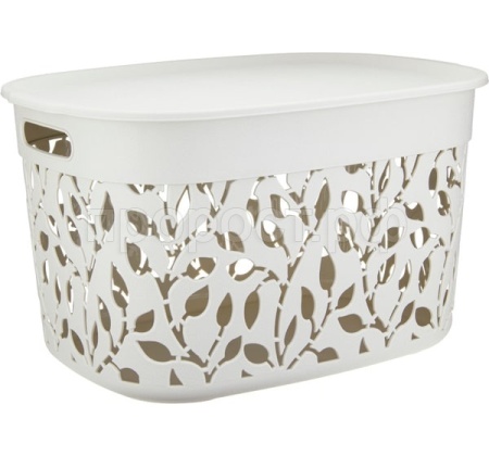 Коробка д/хранения ФЛОРА 25л белый ротанг с крышкой М2364 /5шт/М-пласт  Коробка д/хранения ФЛОРА 25л белый ротанг с крышкой М2364 /5шт/М-пласт