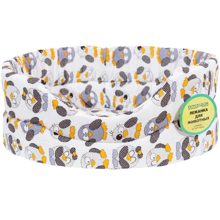 Лежанка овальная стеганая поролон хлопок с подушкой Горох МИКС 42*34*18см/DONBARON Лежанка овальная стеганая поролон хлопок с подушкой Горох МИКС 42*34*18см/DONBARON