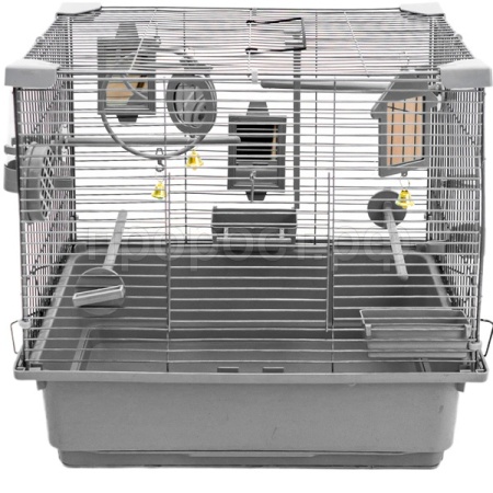Клетка д/птиц N1 РПК60 42*30*h38см укомплектованная серая/Евро Клетка д/птиц N1 РПК60 42*30*h38см укомплектованная серая/Евро