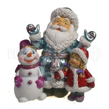 Дед Мороз,cнеговик и девочка (в голубом) L9.5W6H10.5см 714123/W106