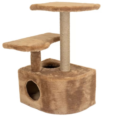Когтеточка Домик ЧИП круглый с полкой, столбик джут 48*51*h71см коричневый/8347/Дарэлл
