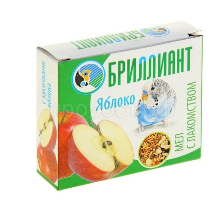 Мел для птиц с лакомкой яблоко 35гр Мел для птиц с лакомкой яблоко 35гр