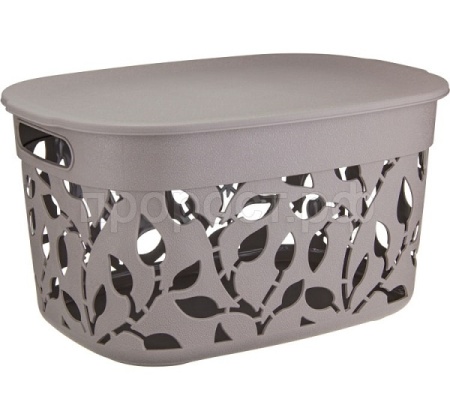 Коробка для хранения ФЛОРА 12л французский серый с крышкой М2363 Коробка для хранения ФЛОРА 12л французский серый с крышкой М2363