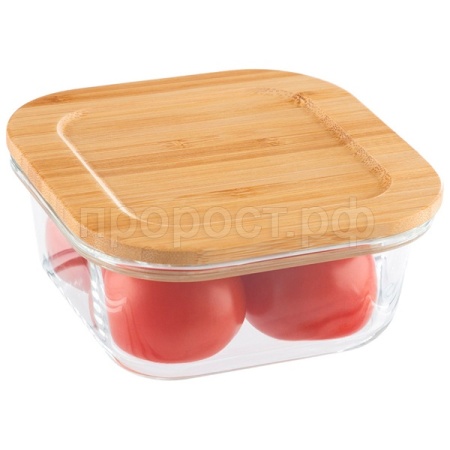 Контейнер Bambu 0,5л жаропр стекла крышка бамбук 106021 /24шт/ Leonord