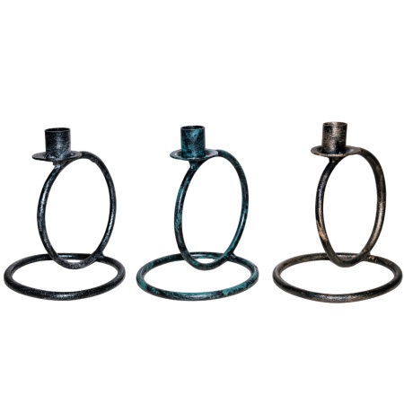 ДЕКОР Подсвечник Кольцо 1свеча антик зеленый РЗДИ/1шт