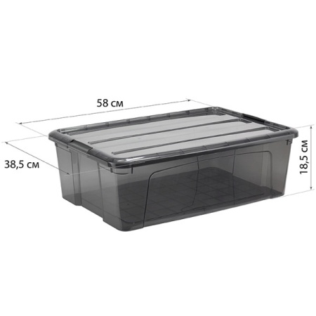 Ящик КИП с крышкой 30л 58x38,5x18,5см черно-прозрачный М2338 /5шт/М-пласт Ящик КИП с крышкой 30л 58x38,5x18,5см черно-прозрачный М2338 /5шт/М-пласт