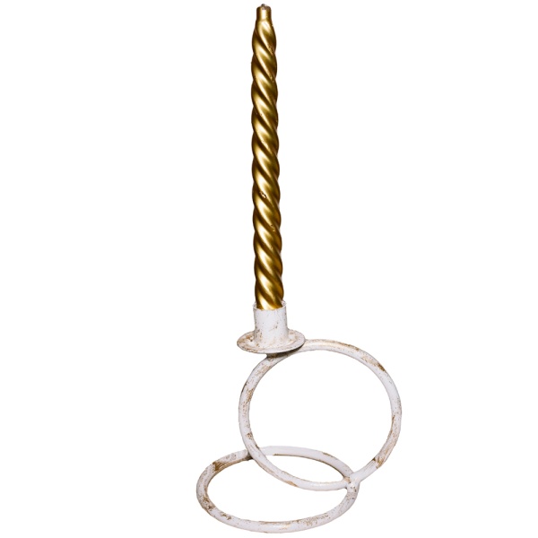 ДЕКОР Подсвечник Кольцо 1свеча бел золото РЗДИ/1шт